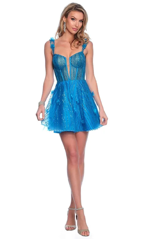 Dave & Johnny 11987 - 3D Embellished Sleeveless Cocktail Dress Discounted party dresses