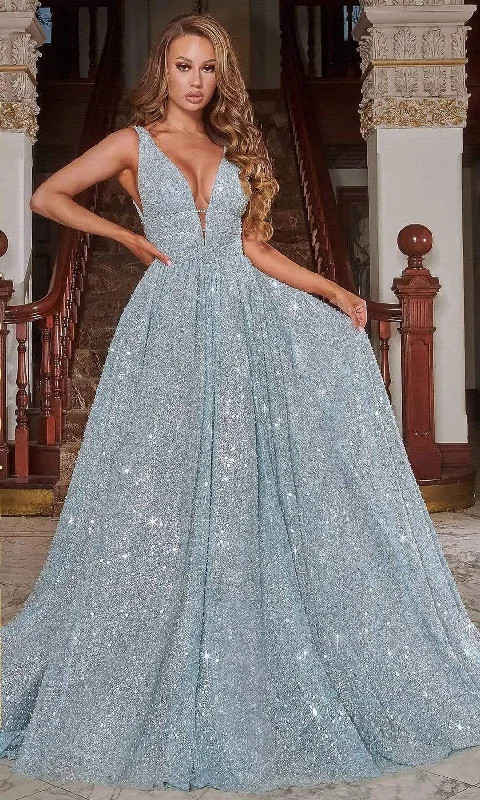 Portia and Scarlett - PS22037 Embellished Deep V Neck Ballgown Best party dresses for hourglass body shape