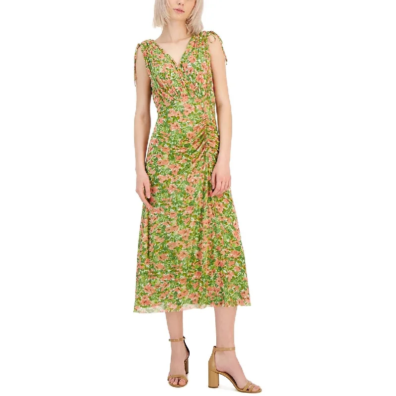 Anne Klein Womens Floral Print Tea Length Shift Dress Edgy floral dresses