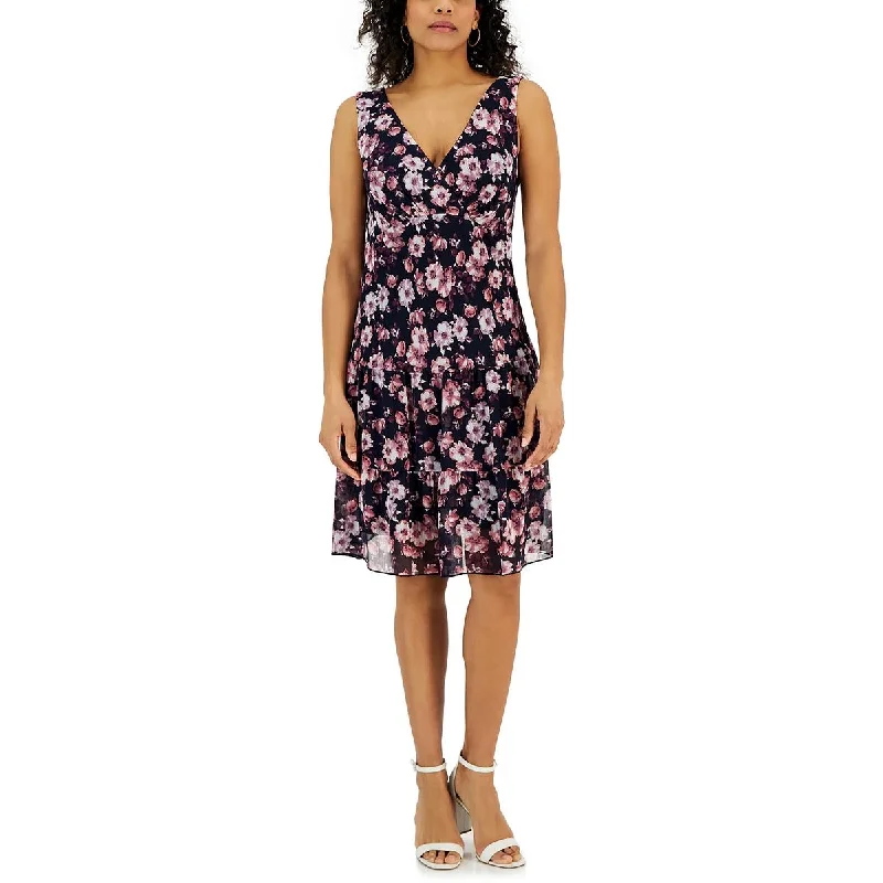 Connected Apparel Womens Tiered Floral Wear To Work Dress Best floral dresses for petites