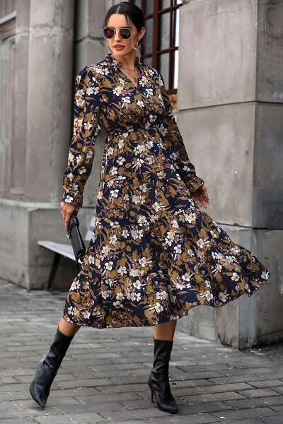 Floral Flounce Sleeve Tiered Dress Flowy floral dresses