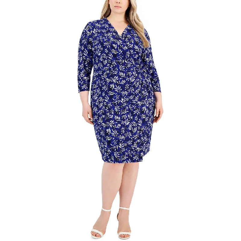 Kasper Womens Plus Floral Print Surplice Wrap Dress Minimalist floral dresses