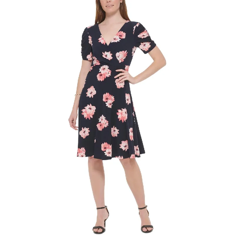 Tommy Hilfiger Womens Petites Printed Knee Length Fit & Flare Dress Forever 21 floral dresses