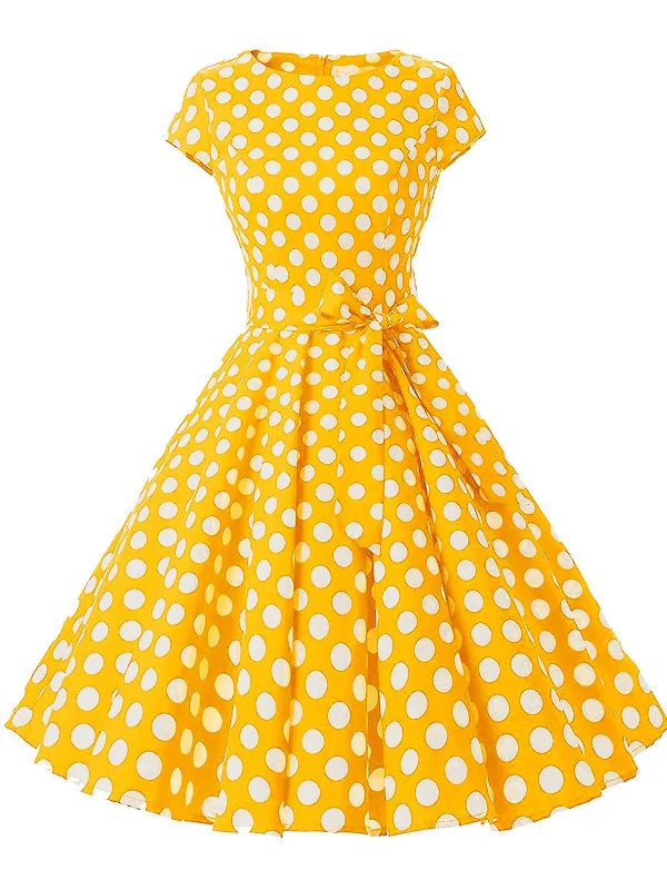 1950s Polka Dot Belted Swing Dress Street style unclassified dresses