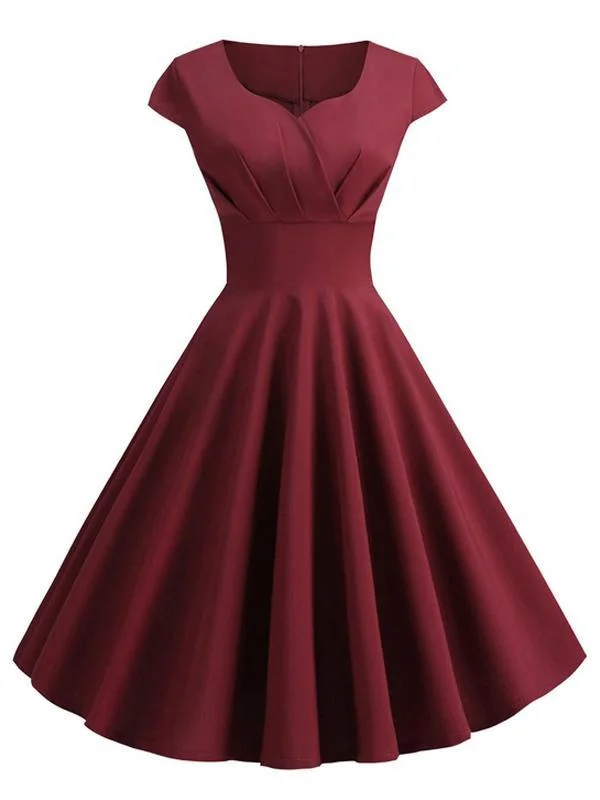 1950s Solid Sweetheart Swing Dress Beach unclassified dresses