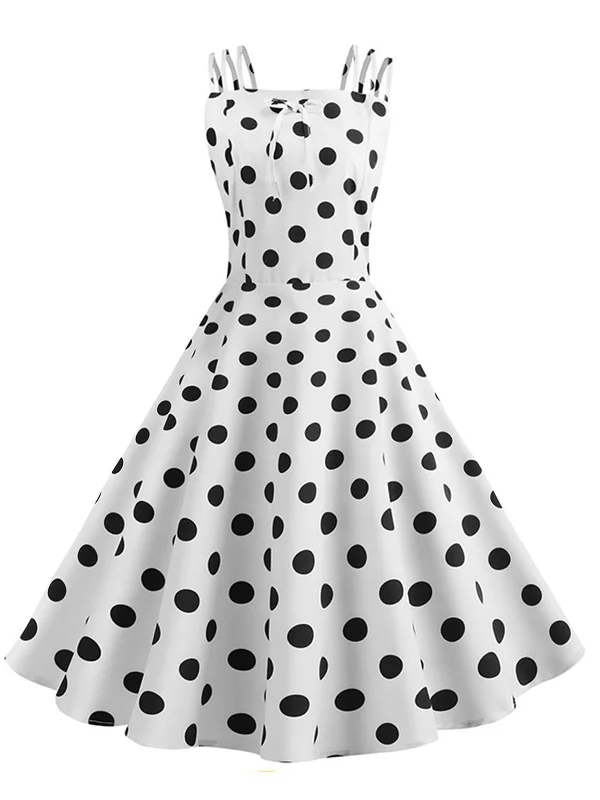 1950s Spaghetti Strap Polka Dot Dress Festival unclassified dresses