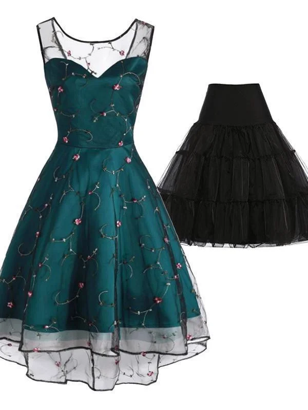 2PCS Top Seller 1950s Mesh Swing Dress & Black Petticoat Formal unclassified dresses