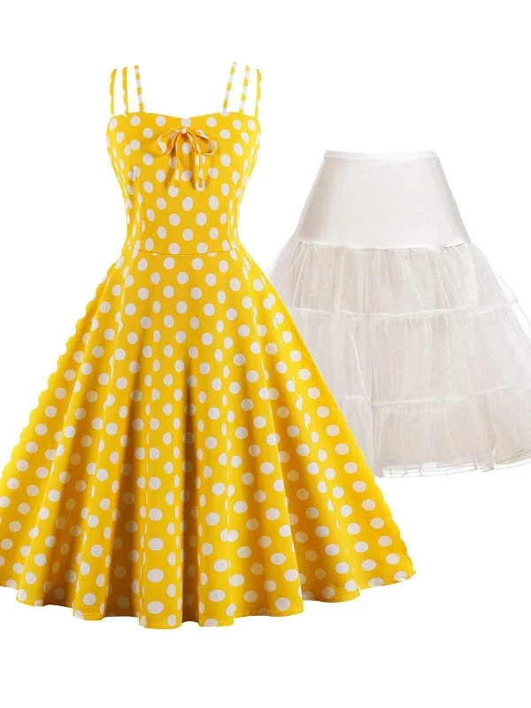 2PCS Top Seller Polka Dot 1950s Dress & White Petticoat Wedding guest unclassified dresses