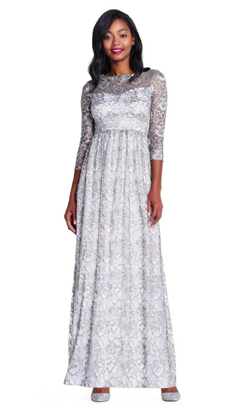 Adrianna Papell - AP1E203486SC Crystal Embellished A-Line Dress Cocktail unclassified dresses