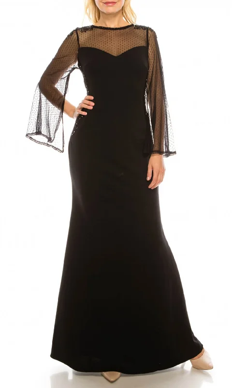 Adrianna Papell - AP1E206256SC Illusion Bell Sleeve Crepe Dress Winter unclassified dresses