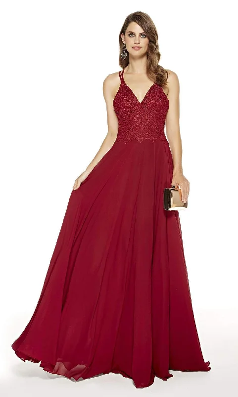 Alyce Paris - 60639SC V-Neck Strappy Back Flowy A-Line Gown Flowy unclassified dresses