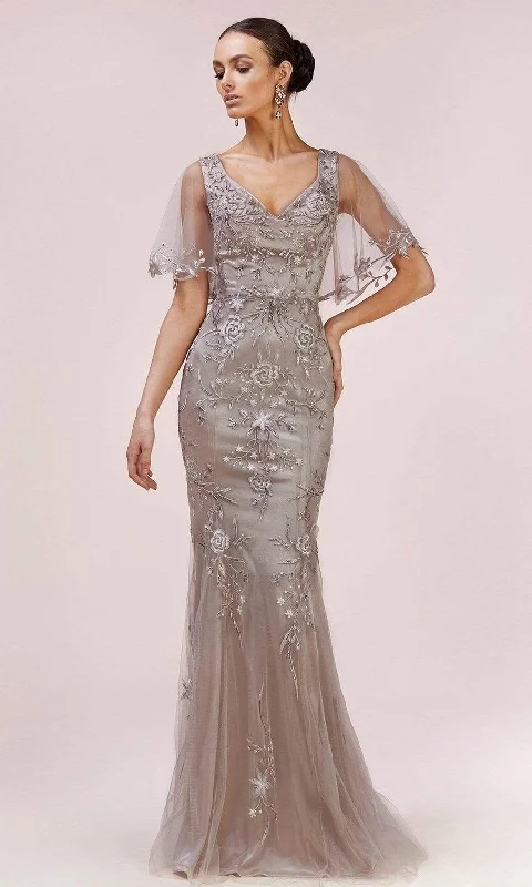 Andrea and Leo - A0553 Embroidered V-Back Evening Dress Lounge unclassified dresses