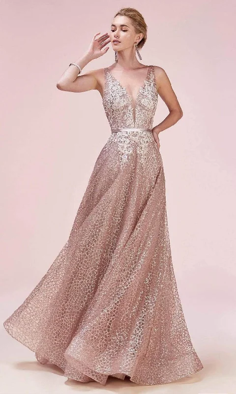 Andrea and Leo - A0568 Glittered V-Neck Formal Dress Stylish unclassified dresses