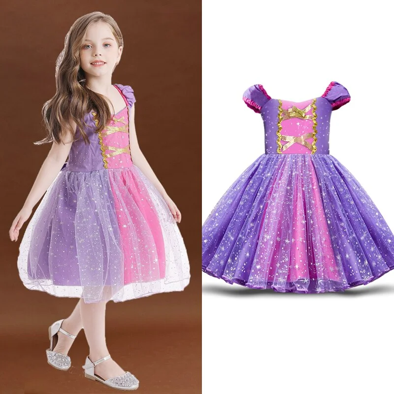 Baby Girls Dresses For Toddler Kids Halloween Cosplay Princess Costume Chilren Carnival Dress Up Birthday Clothes Silk unclassified dresses