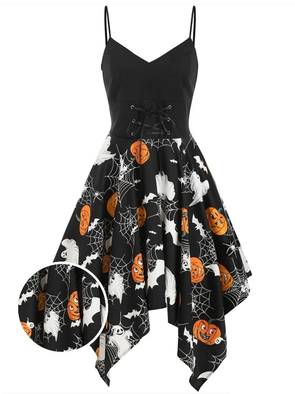 Black 1950s Halloween Pumpkin Bat Dress Unique unclassified dresses