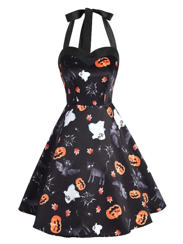 Black 1950s Halloween Pumpkin Dress Holiday unclassified dresses