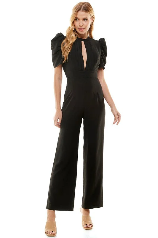 Black Puff Sleeve Jumpsuit Sexy unclassified dresses