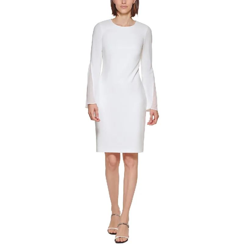 Calvin Klein Womens Knit Chiffon Sleeves Sheath Dress Mesh unclassified dresses