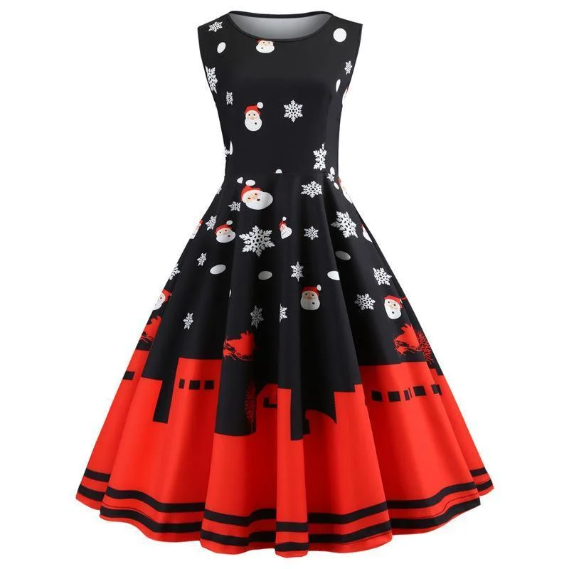 Christmas Costume Dress Women Vintage Sleeveless Dress Flowy unclassified dresses