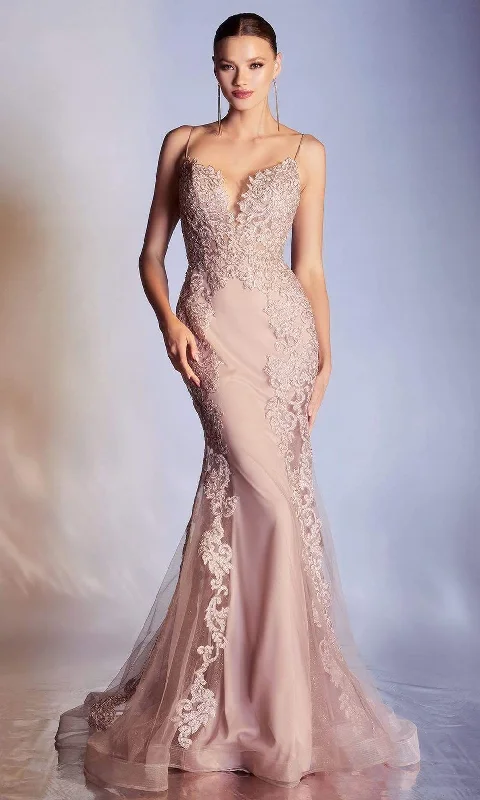 Cinderella Divine - CD945SC Embroidered Detailed Sheath Gown Vacation unclassified dresses