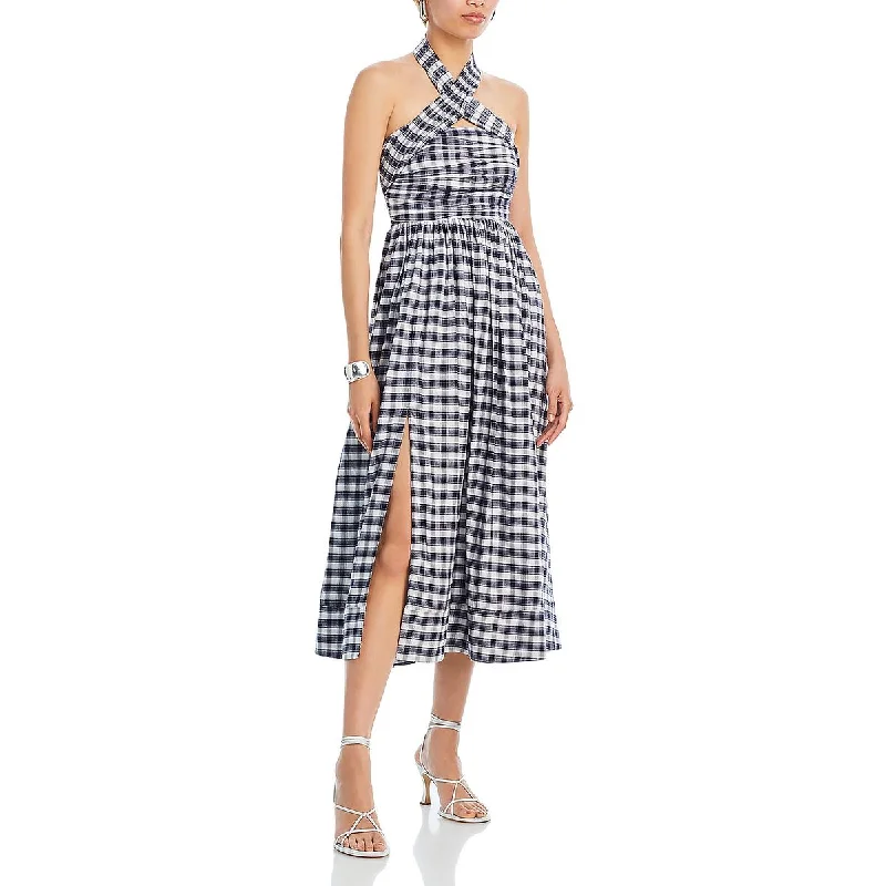 Cinq a Sept Womens Taylen Plaid Cut-Out Halter Dress Street style unclassified dresses