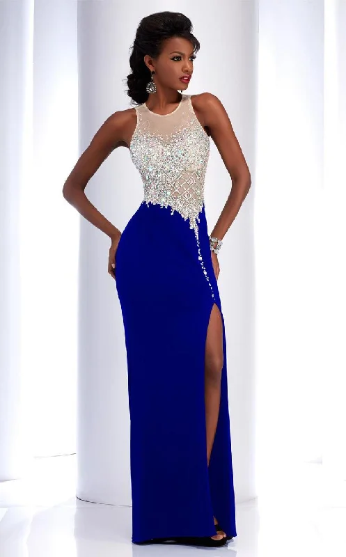 Clarisse - Illusion Jewel Sheath Evening Gown 2764 Knitted unclassified dresses