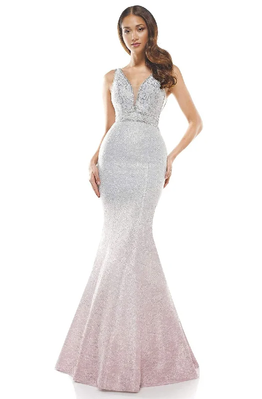 Colors Dress - Plunging V Neck Mermaid Gown 2272S Anniversary unclassified dresses