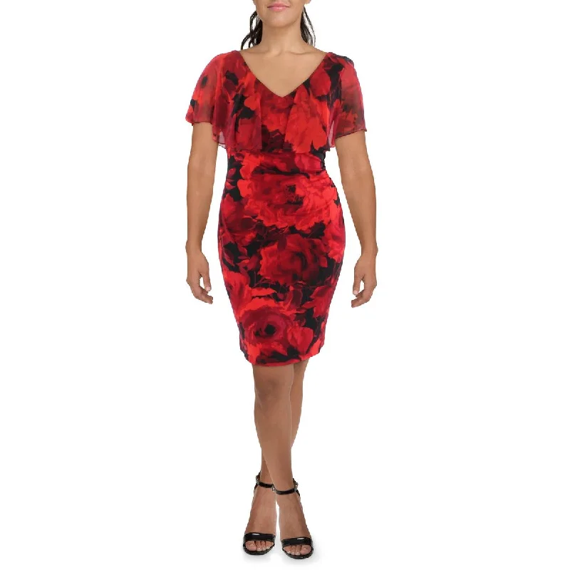 Connected Apparel Womens Cape Ruched Sheath Dress Embroidered unclassified dresses