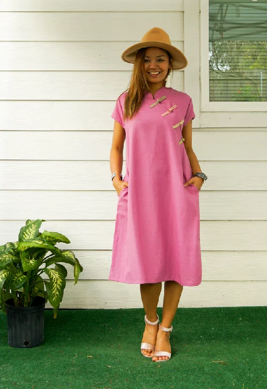 Pink Cotton Dress with Pockets Formal unclassified dresses