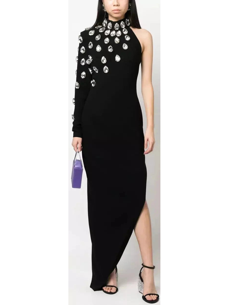 Crystal-Embellished One-Shoulder Dress Spring unclassified dresses