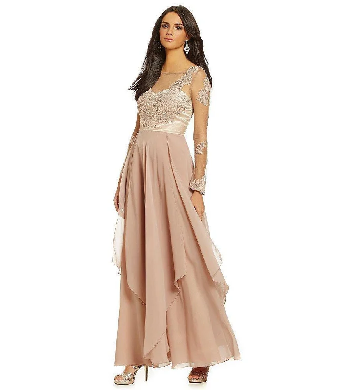 Decode 1.8 - 182825SC Illusion Ruffled A-Line Evening Dress Pastel unclassified dresses