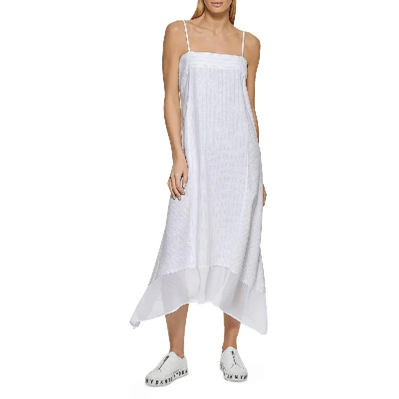 DKNY Womens Stripe Tea-Length Slip Dress Tiered unclassified dresses