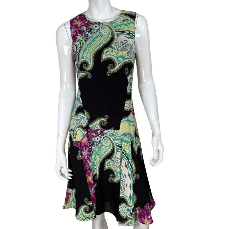 Etro Drop Waist Purple Flowers Dress Ruffled unclassified dresses