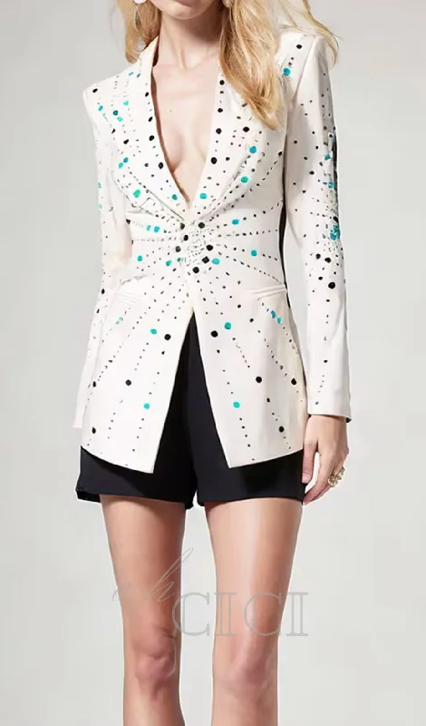 GLADYS WHITE PEAK LAPEL BLAZER WITH BEADINGS Comfortable unclassified dresses