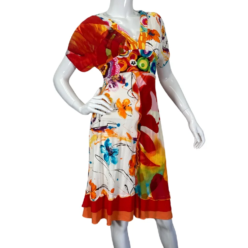 Jam's World Abstract Colorful Dress with V Neckline Cocktail unclassified dresses