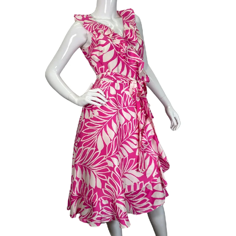 Kate Spade Vibrant Pink Tropical Leaf Wrap Dress Winter unclassified dresses