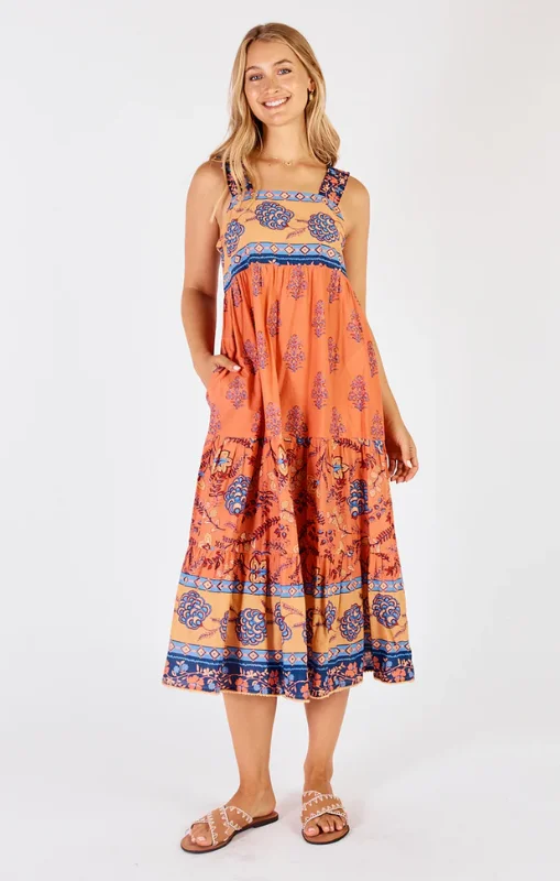 Lula Life - Raine Sundress - Tangerine Beaded unclassified dresses