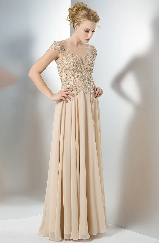 Marsoni by Colors - M108SC Illusion Bateau Bead-Crusted Chiffon Dress Trendy unclassified dresses