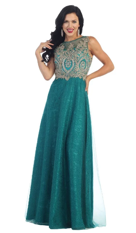 May Queen - MQ1293 Beaded Bateau Evening Dress Soft fabric unclassified dresses