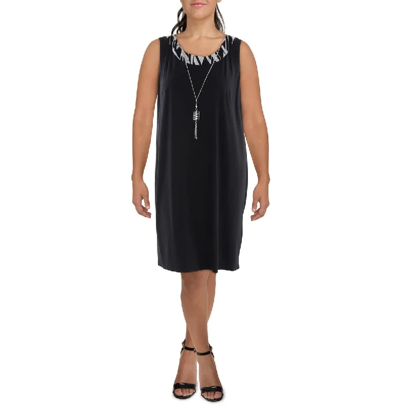 R&M Richards Womens Plus Contrast Trim Knee-Length Shift Dress Ruffled unclassified dresses