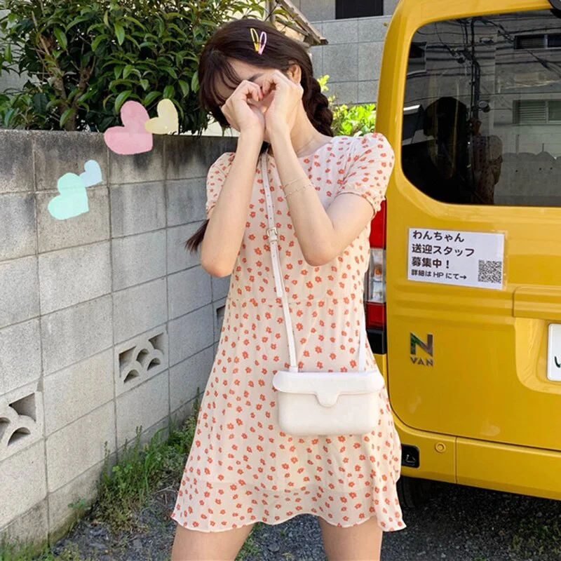 Women's Summer Lovely Dresses Chic Ins Kawaii Chic Daisy Slim Strap Dress Female Sweet Harajuku Punk Clothes For Women Office Smocked unclassified dresses