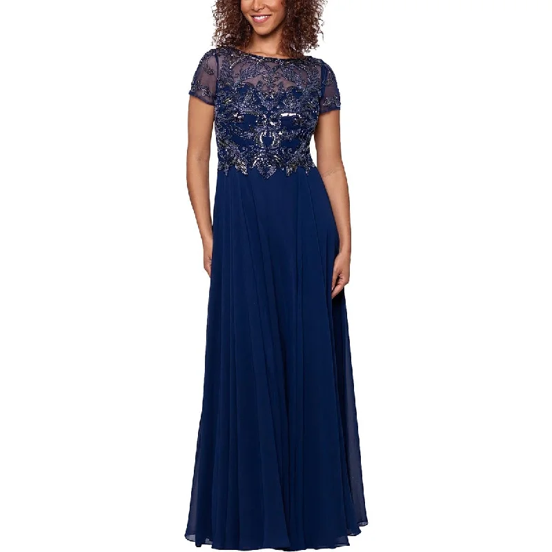 Xscape Womens Padded Bust Chiffon Evening Dress Denim unclassified dresses