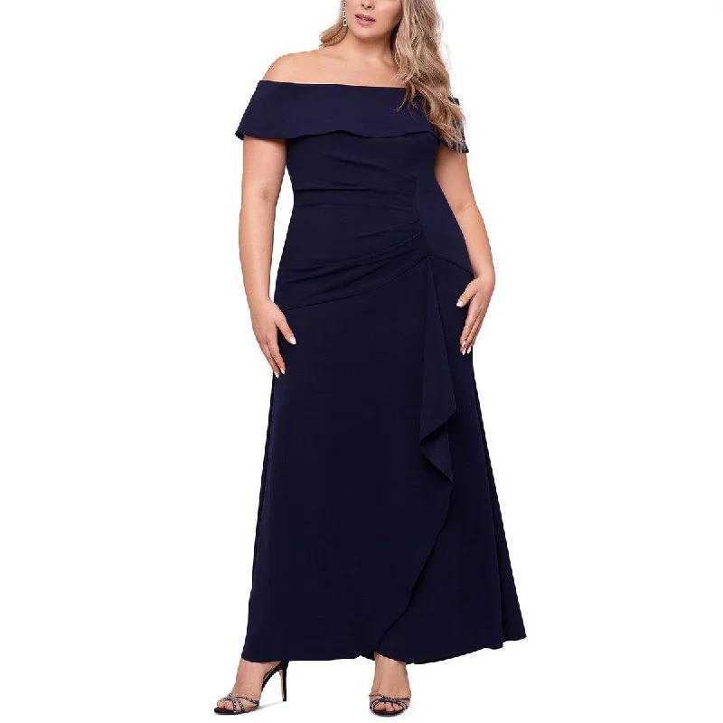 Xscape Womens Plus Off-The-Shoulder Ruffled Evening Dress Sexy unclassified dresses