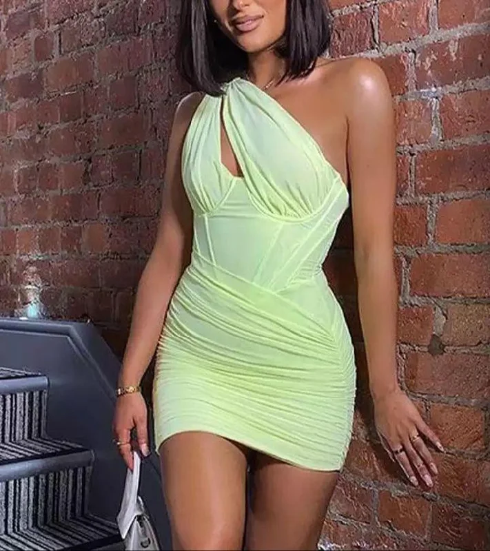 Hamlet Corset Mini Dress in Lime Button-front Mini Skirt