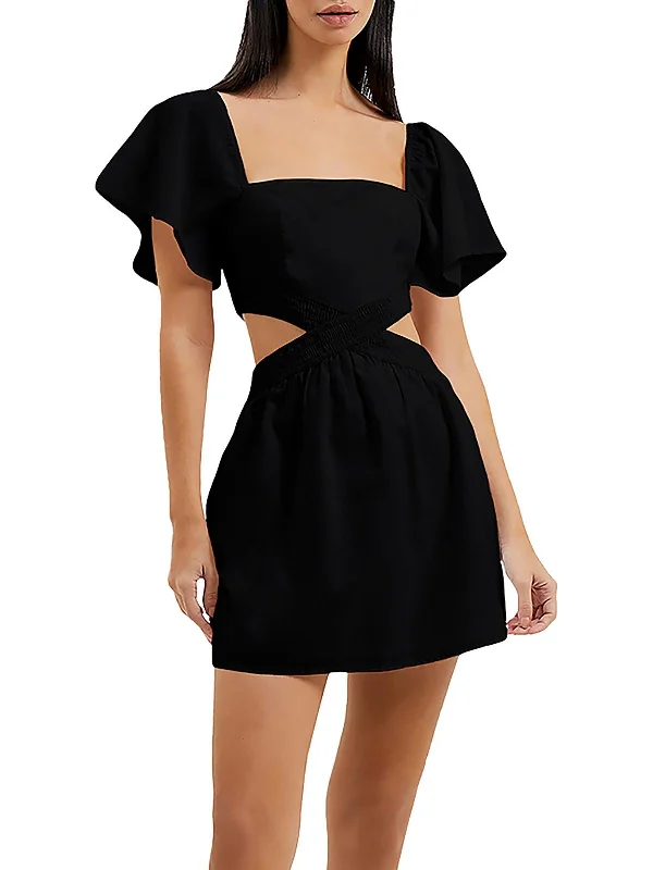 Womens Cut-Out Short Mini Dress Slim Fit Mini Skirt