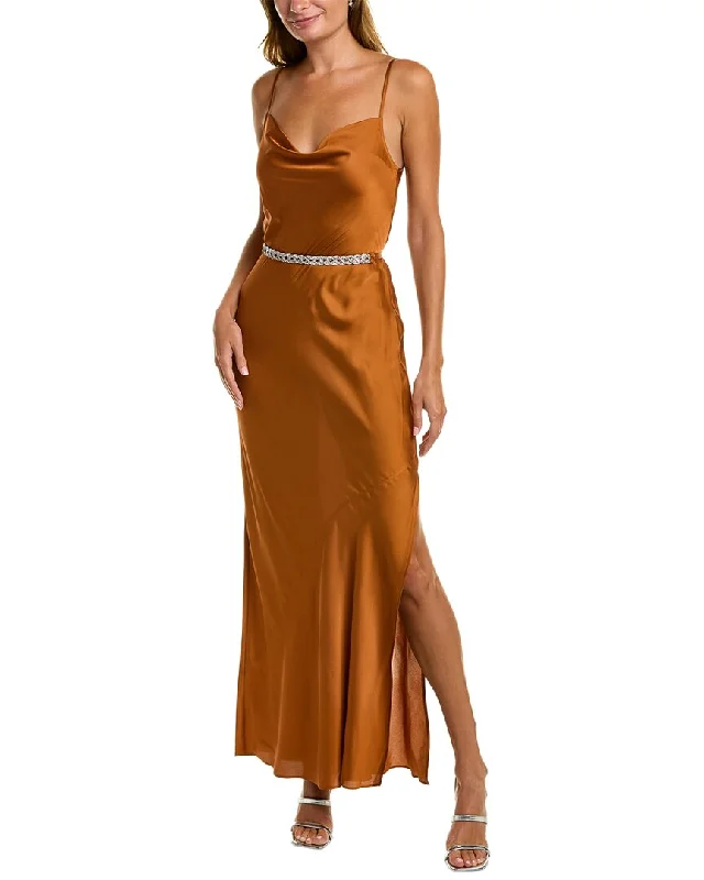 Donna Karan Crystal Belted Maxi Dress Stretch Maxi Skirt