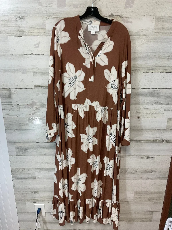 Dress Casual Maxi By Anthropologie In Brown, Size: 2x Comfortable Long Skirt