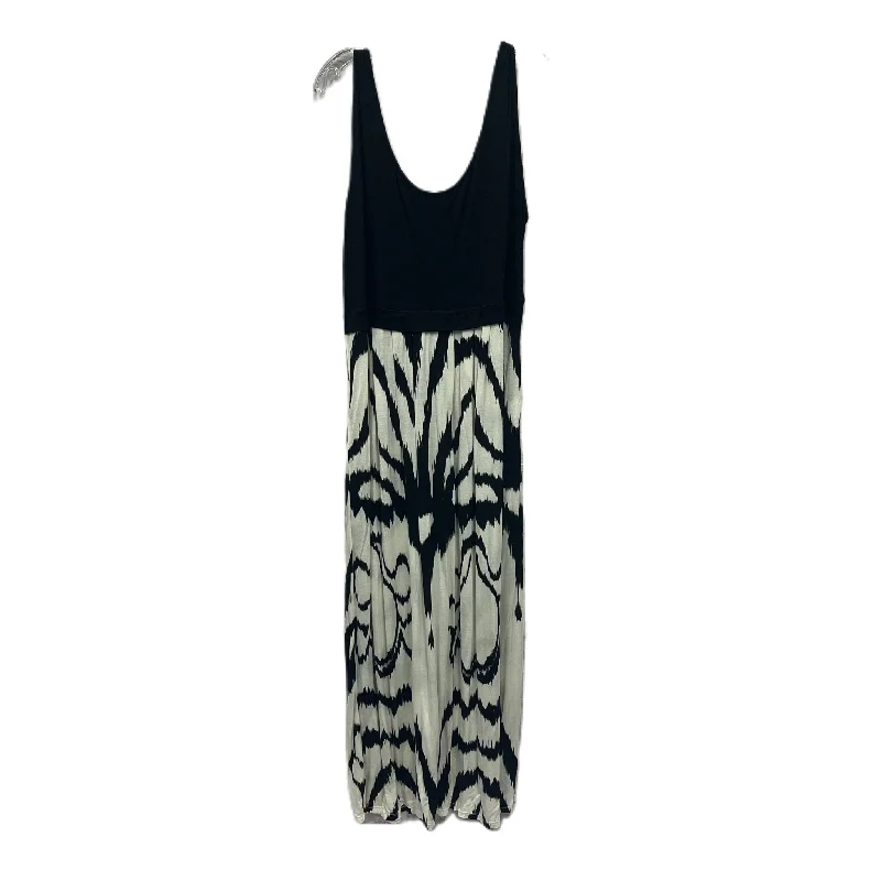 Dress Casual Maxi By The pyramid collection In Black & White, Size: 1x Front Slit Maxi