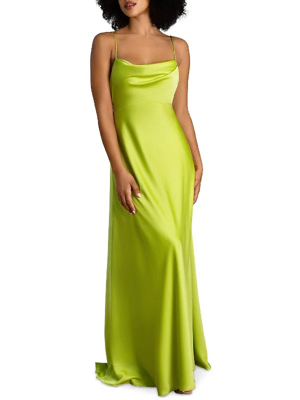 Emerie Womens Drapey Long Evening Dress Soft Pleated Maxi