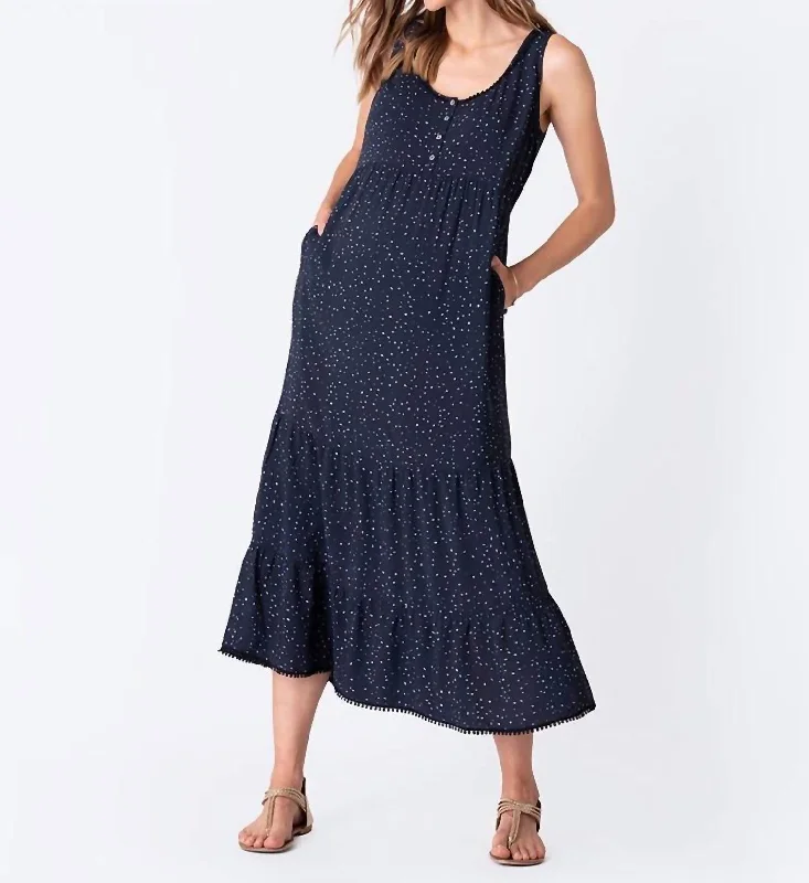 Tiered Maternity Maxi Dress In Navy Elegant Maxi Skirt